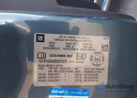 2013 GMC Sierra 1500 Sl from USA, damaged, VIN 1GTR1UEA8DZ372376